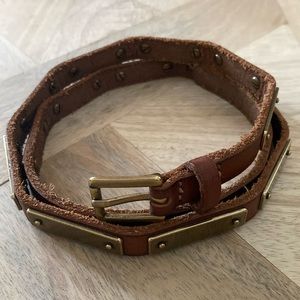 J.Crew Leather Belt with Metal Accents